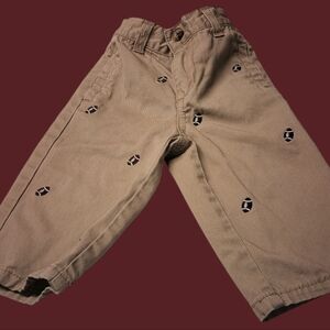 Gymboree Baby Boy Casual Tan Trousers with Embroidered Football 🏈 Accents 6-12M